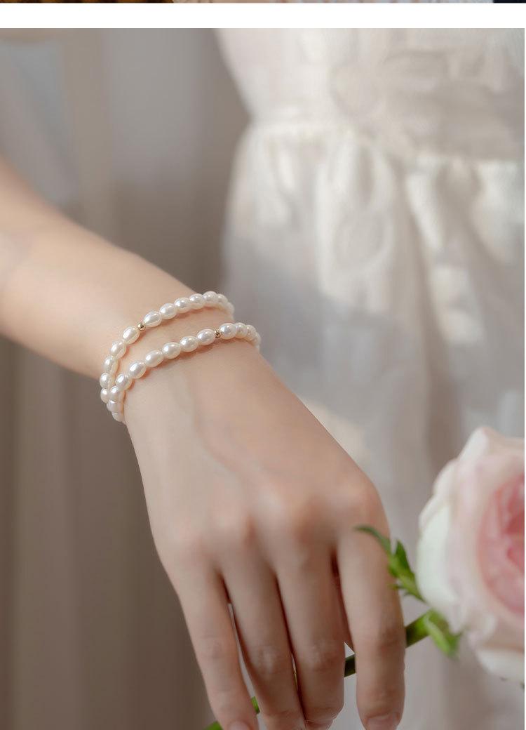 Product Introduction of Natural Freshwater Strong Light Small Rice-Shaped Beads Pearl Bracelet Female Stretch Retro Simple All-Match Niche Temperament Advanced Beaded 9