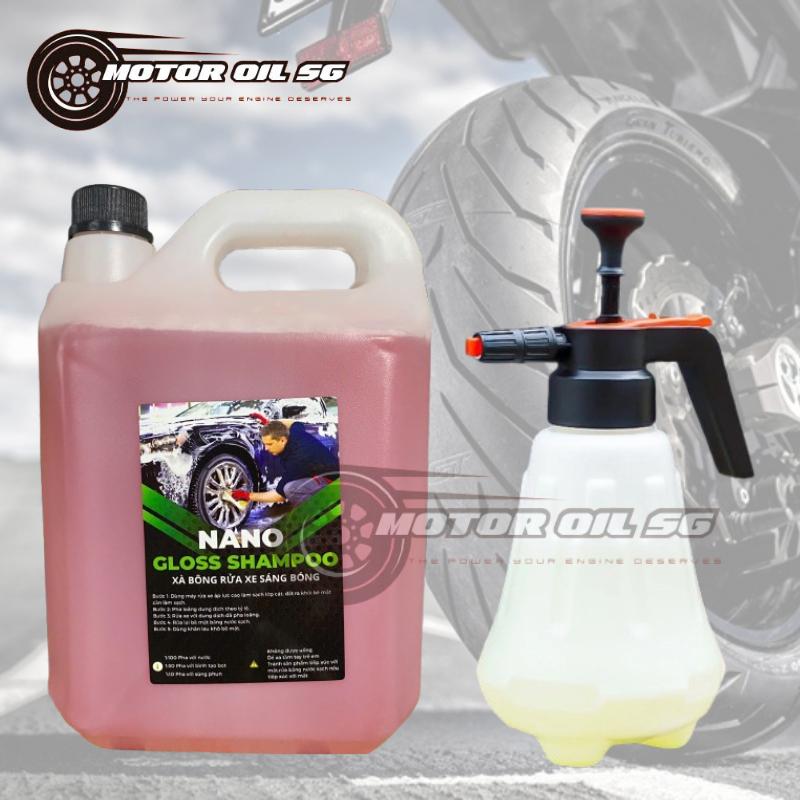   COMBO KÈM BÌNH  Xà Bông Nano Gloss Shampoo Can 5L  Xà Bông Bọt Tuyết,Xà Bông Rửa Xe Siêu Sạch +  Bình Xịt Bọt Tuyết 