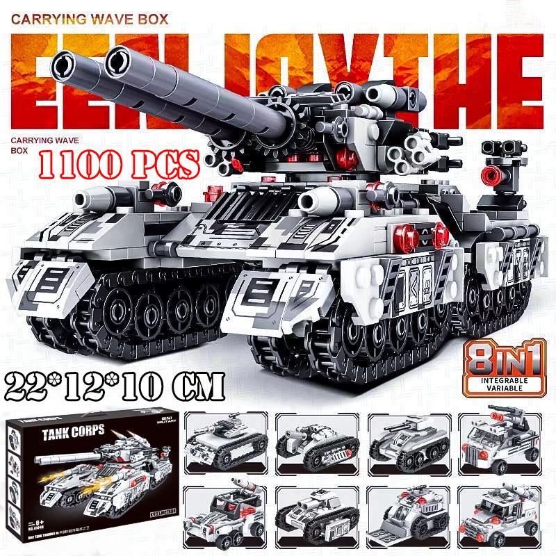 1100 Mảnh BỘ ĐỒ CHƠI XẾP HÌNH XE TĂNG Chiến Đấu XE BỌC THÉP Tank Lắp Ráp Xe Chiến Đấu Quân Đội - Máy Bay Trực Thăng