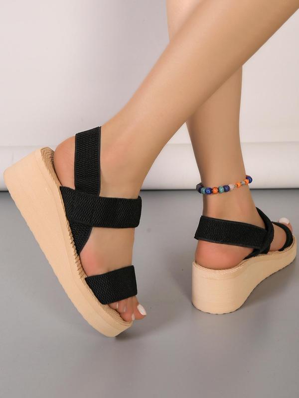 Women's Summer 2024 Minimalist Style Plain Fashion Wedge Platform Sandals, with Adjustable Strap, Casual Walking Outdoor Travel Beach Shoes 1