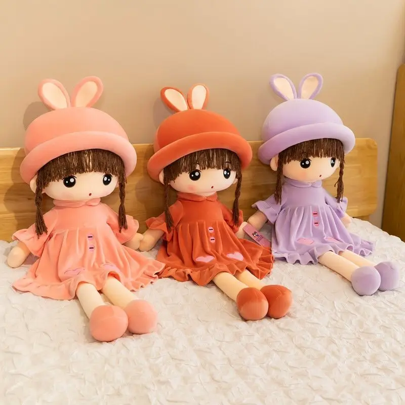 Kids Princess Doll Plush Toy Soft Cute Rabbit Stuffed Toy Sweetheart Doll Birthday Gift for Girl