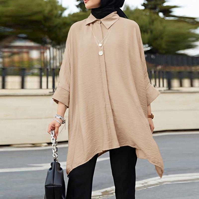 Product Introduction of Cross-Border Shirt Female Malaysian Muslim Women's Clothes Large Size Women's Clothing Fashion Casual Shirt Top Wholesale 3
