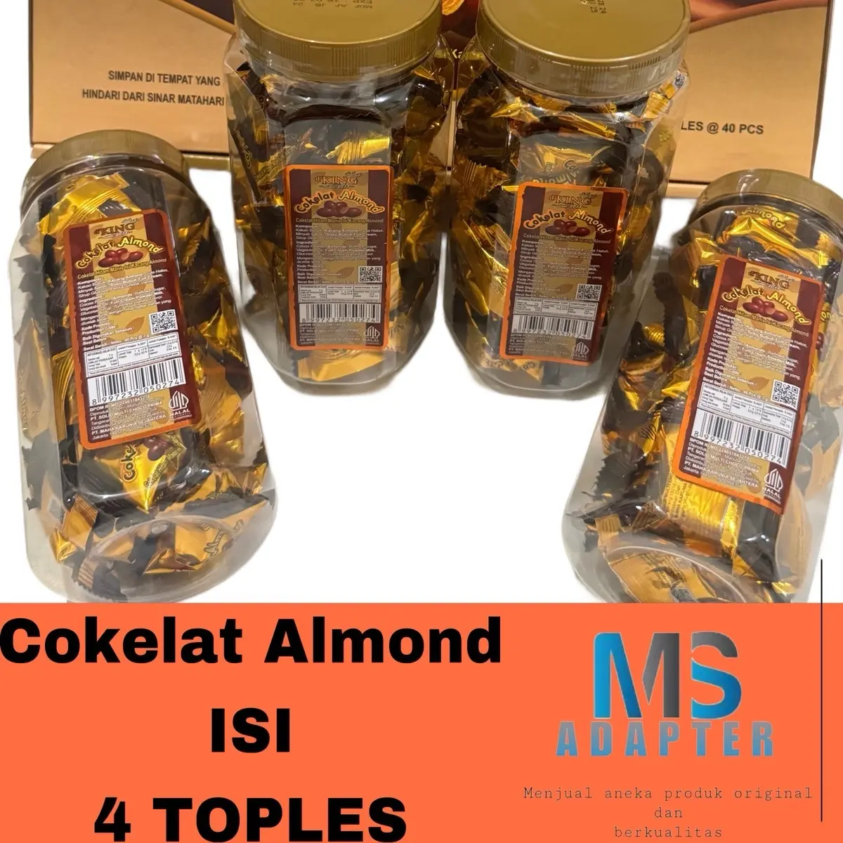 musdalifah coklat almond - 1 karton coklat almond isi 4 toples d’king Cokelat