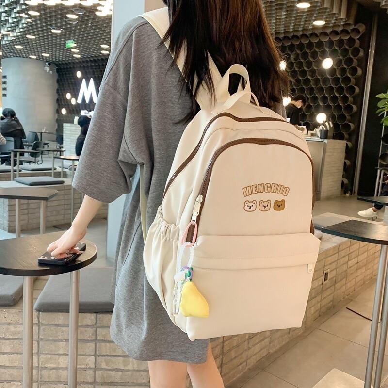 Balo nữ đi học dễ thương basic giá rẻ cho học sinh cấp 2, cặp sách thời trang Backpack Đeo Vai