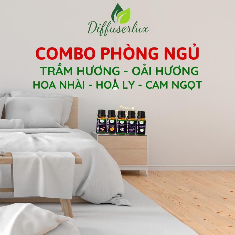 [Combo phòng ngủ] Combo phòng ngủ gồm 5 loại tinh dầu Mây 10ml: Trầm hương, Oải Hương,Hoa nhài, Hoa Ly, Cam ngọt Dầu Thơm Phòng Dầu Thơm