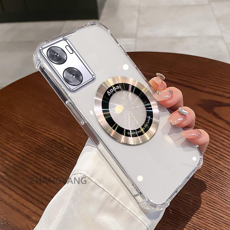 Casing Transparan Airbag Anti Guncangan Untuk OPPO A57 4G 2022 A77 A77s 4G Case  OPPO A77 5G 2022 TPU Soft Silikon Empat Sudut Shockproof Phone Cover Magnetic Penutup Telepon