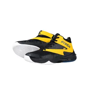 Sepatu Voli Fixch Troy Yellow Black White Mid Pria Sepatu Volly Voly