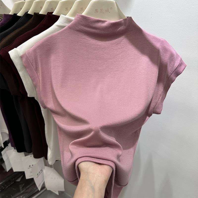 Product Introduction of Áo Thun Cổ Lọ Nửa, ngắn Tay Áo, Áo Dệt Kim, Dành Cho Nữ, Phong Cách Mới Mùa Thu Và Mùa Hè, Áo Sơ Mi Cơ Sở Lớp Bên Trong, Dễ Thương Và Gợi Cảm, Dễ Phối Đồ Ngọt Ngào Và Cay, Năm 2025 2