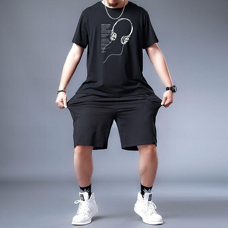 Product Introduction of Summer Short Sleeve Shorts Casual Running Sports Suit Men's Loose plus Size plus Size Men's Suit Overweight Man 11