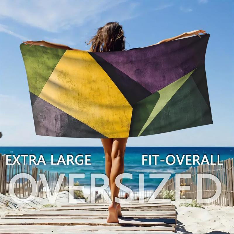 Abstract Geometric Pattern Beach Towel, 1 Count Lightweight Quick Drying Towel, Soft Absorbent Towel for Home, Outdoor Sports, Yoga, Travel, Camping, Picnic 5