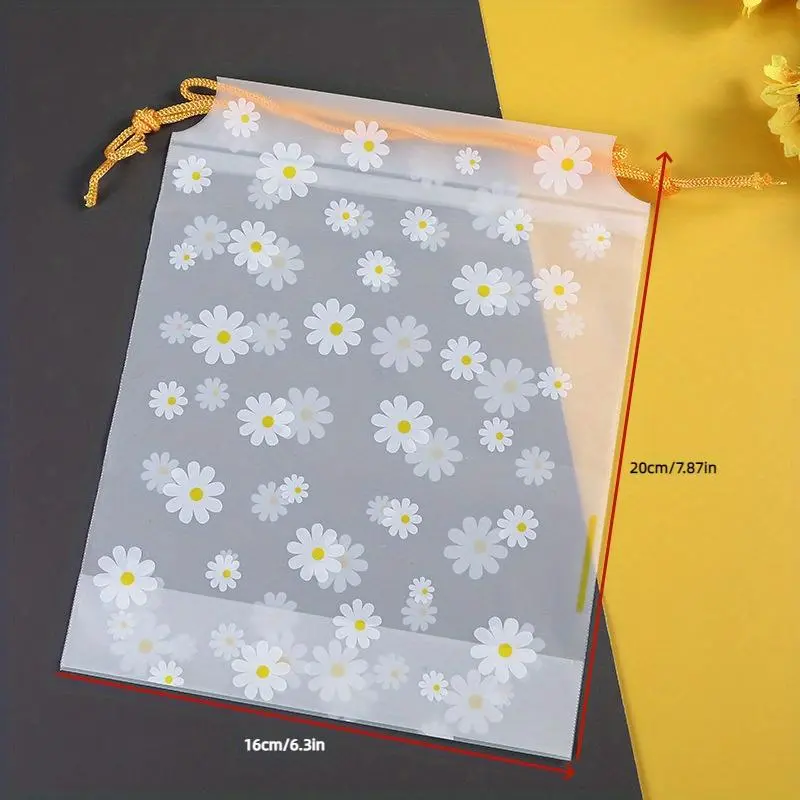 Disposable Daisy Pattern Drawstring Bag, 50pcs Clear Dustproof Shoe Bag, Travel Storage Bag, Household Dust Cover for Shoes, Towels, Travel & Storage 3