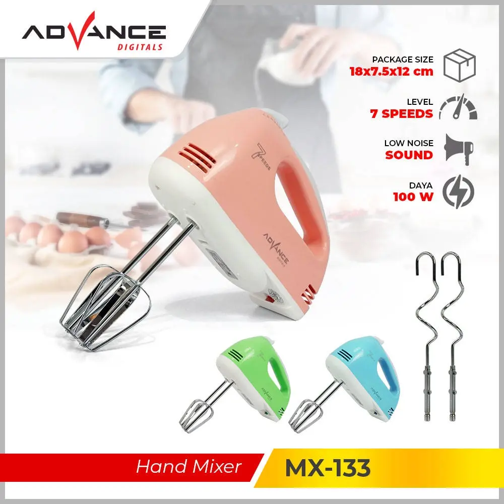 Advance Digitals Hand Mixer MX-133 Alat Pengaduk Dengan 7 Kecepatan Otomatis Garansi Resmi 1 Tahun Peralatan Dapur Hemat Listrik