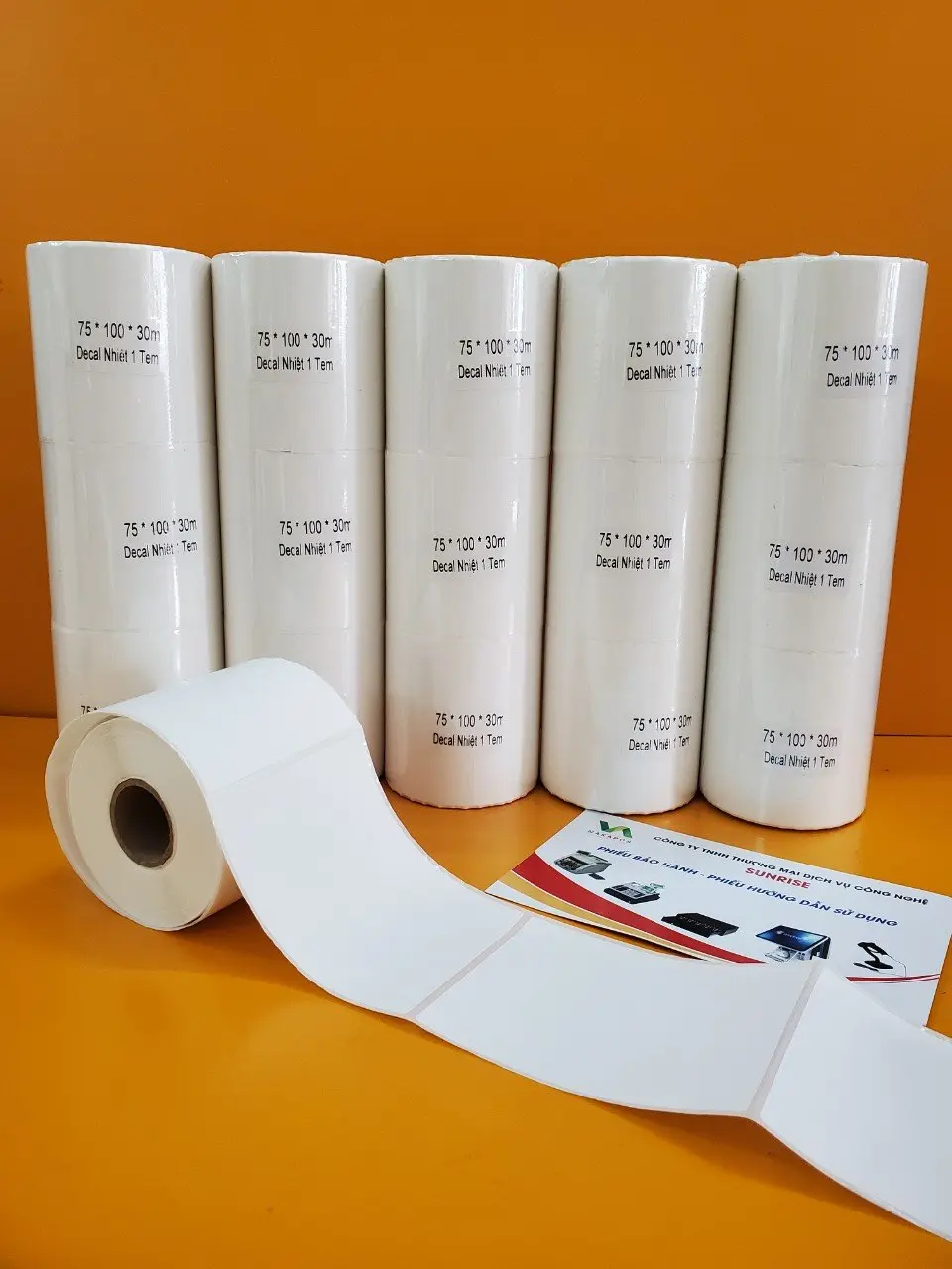 [COMBO 10 CUỘN] Giấy In Nhiệt Khổ A7 75x100mm In Đơn Hàng In Nhiệt Có Sẵn Lớp Keo Dán 75*100 Tem Mã Vạch