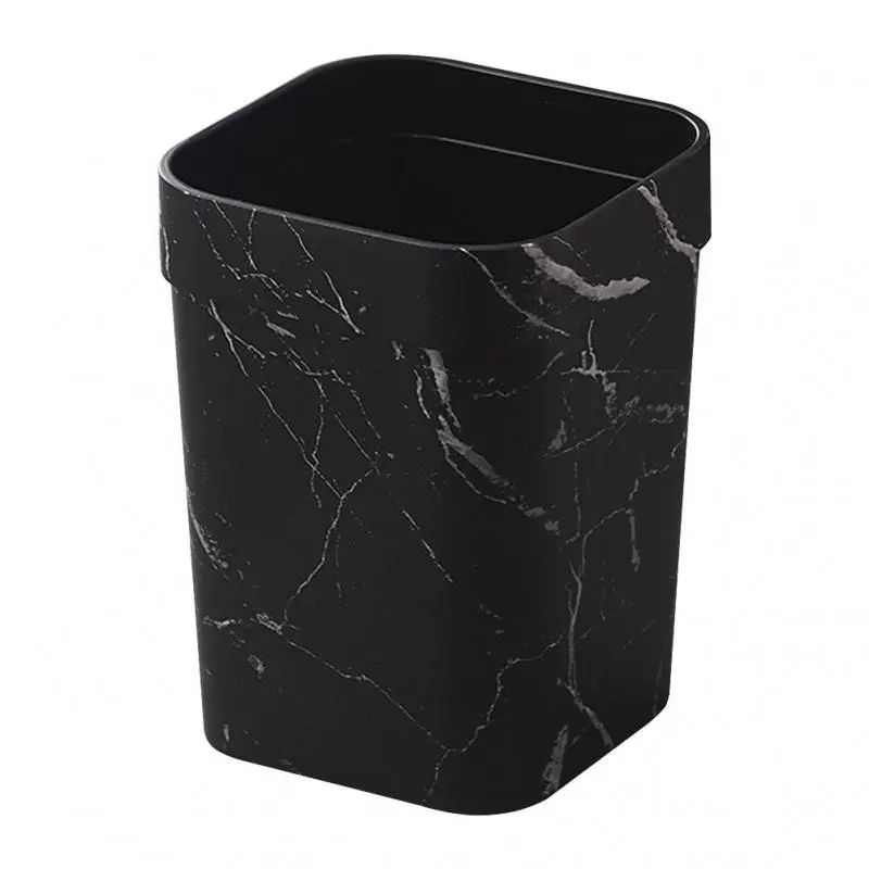 Marble Pattern Trash Can, 1 Count Modern Square Trash Can, Waste Basket for Home, Office and Bathroom