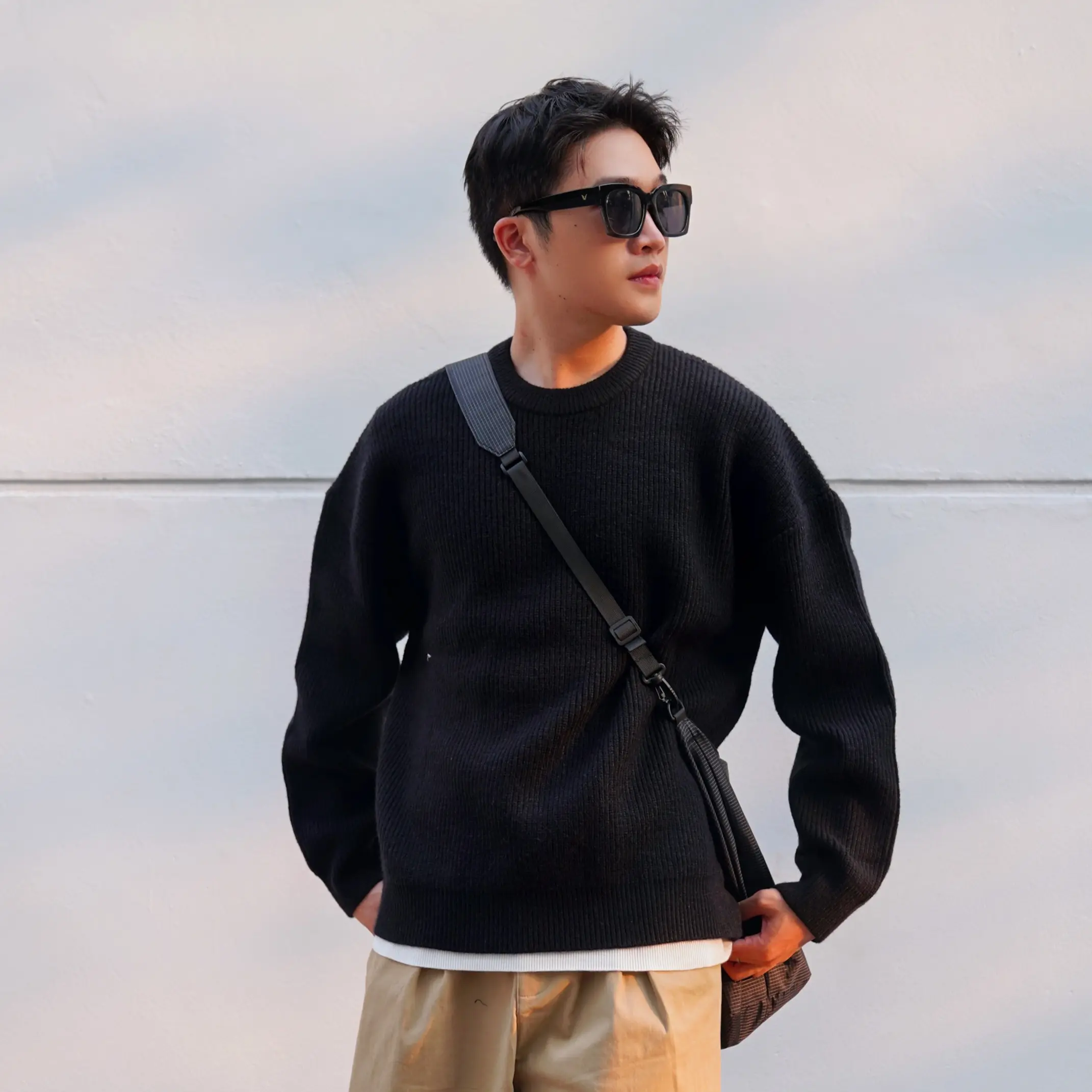Áo len đan Oversize nam cổ tròn, chất len cực dày dặn - 605