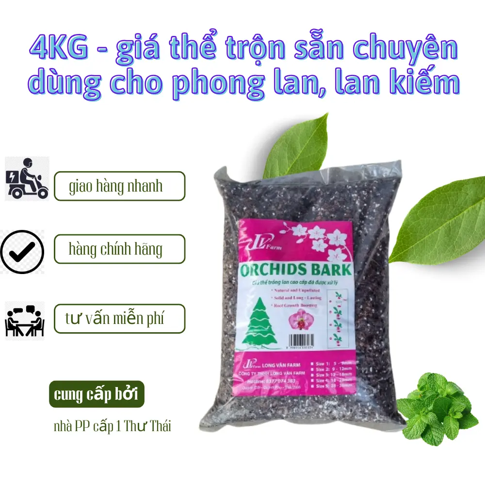 giá thể trộn sẵn cao cấp 6 trong 1 bao 4kg . chuyên cho lan đột biết, lan kiếm, phi điệp, đơn thân và cây cảnh