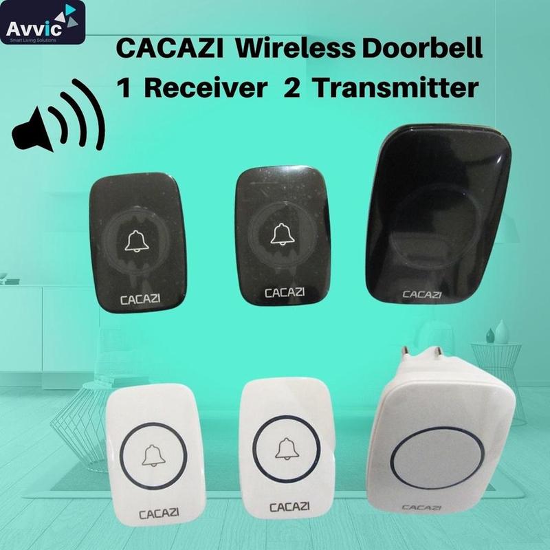 Product Introduction of Avvic x CACAZI Wireless DoorBell Waterproof 1 Receiver 2 Transmitter Baterai Bel Black Pintu White Kotak 28