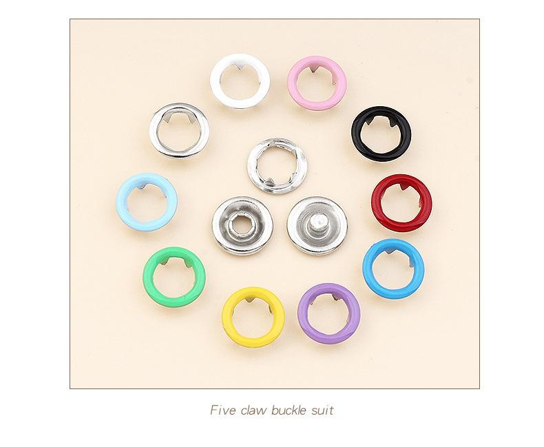 Product Introduction of 50/100pcs Pliers tool Colored metal seam fastener Five claw button Shorts with metal seam fastener Safety sewing tool Pliers tool seam fastener rivet metal sewing fastener 14