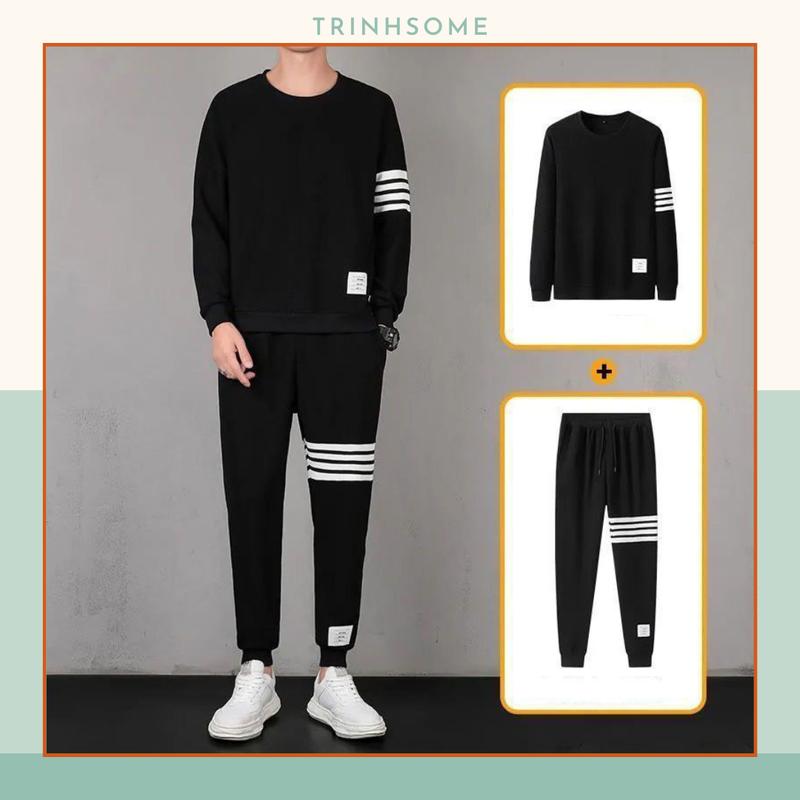 Bộ Đồ Nỉ Nam, Nữ Mỏng Nhẹ Lót Bông, Ấm Áp, Thu Đông, Thể Thao, Năng Động 4 sọc thể thao, Thoải Mái, Mát Mẻ. Mã: MD.4S