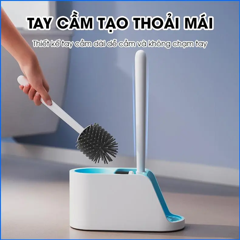 [LADOHOME] Bộ cọ chà bồn cầu, bàn chải toilets nhà vệ sinh đầu silicon 2 trong 1 LH-8675, đầu vòi silicon mềm mại 2