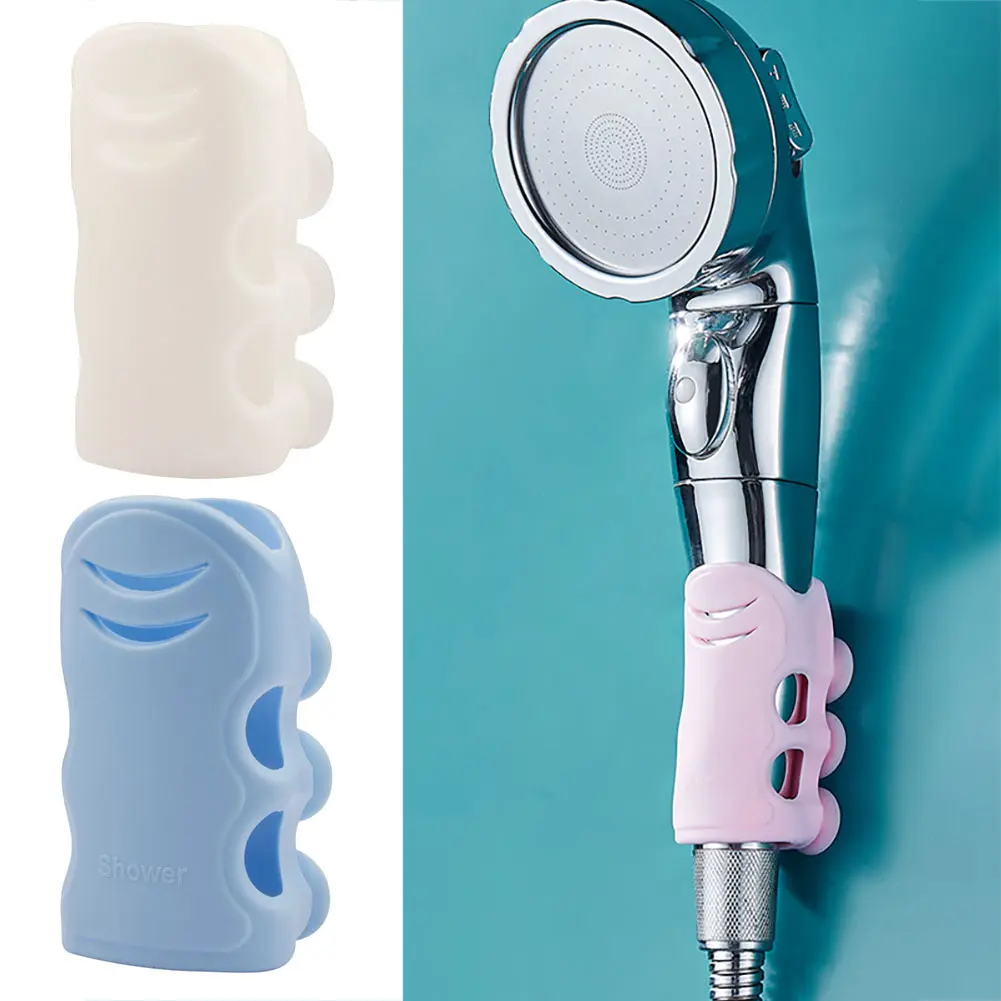 Suction Cup Shower Brackets Punch Free Reusable Silicone Shower Head Holder Durable Wall Rack Stand Bathroom Douche Accessoires #452529