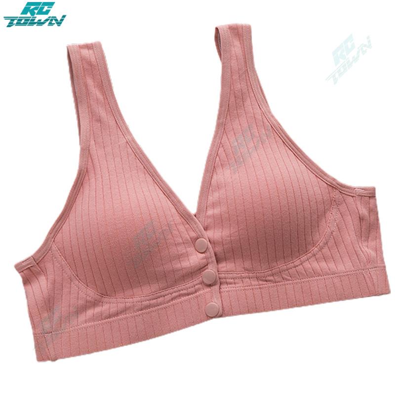 Women Cotton Nursing Bra Underwire Vest Type Anti-Sagging Lightly Padded Breastfeeding Maternity Bra Underwear With Front Buckle 7