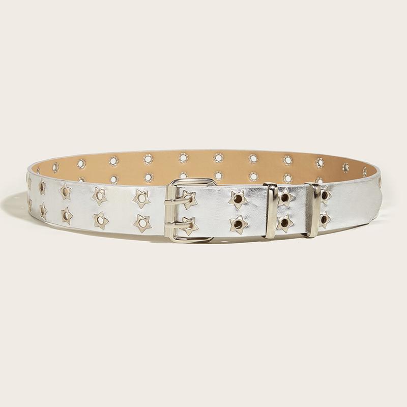 Product Introduction of Punk Style Star Double-Breasted Belt Waist Strap Hollow Out Pu Leather Jeans Decorative Fashion Waistband 16