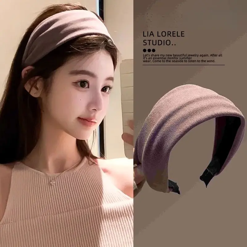 Spring and Summer Knitted Wide Brim Hair Band High Skull Top Face Wash Non-Slip Hair Band All-Match Hair Accessories