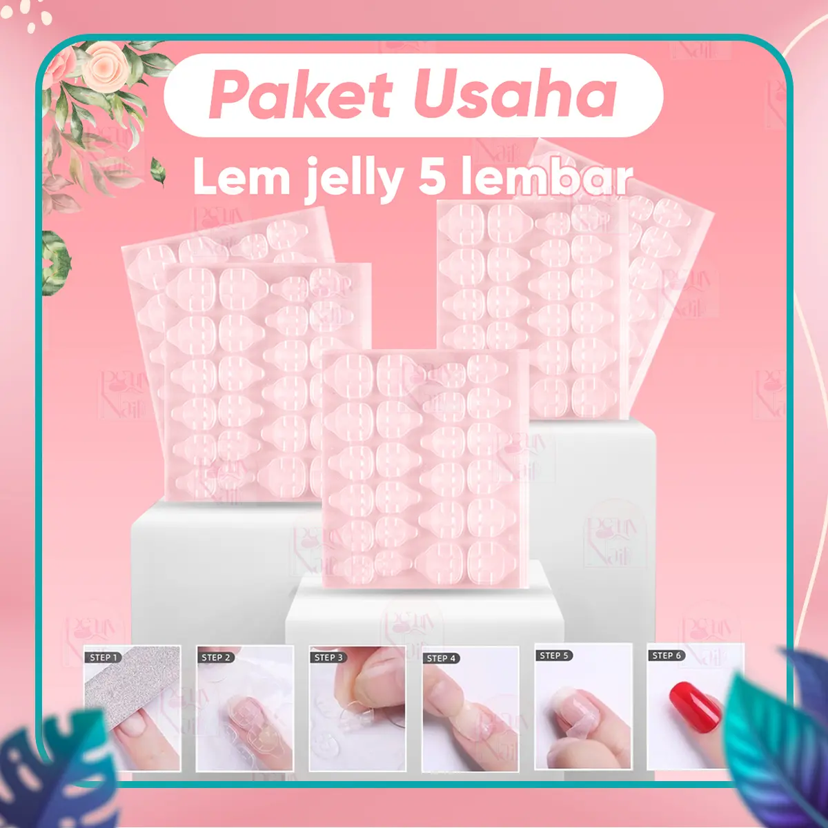 Lem Jelly Jari Tangan 5 Lembar ( 1 lembar isi 24pcs ) Lem Kuku