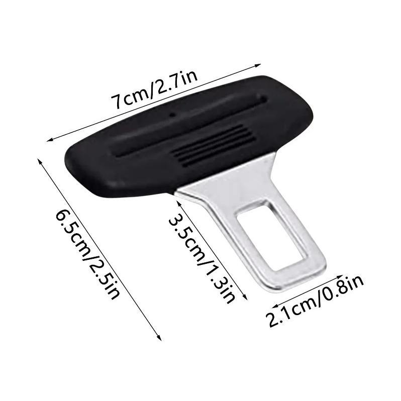 2pcs Car Safety Belt Lock Universal Adjustable Black Straight Lock Tongue Clips Insert Metal Automobiles Fastener Accessories 7