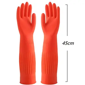 45cm S M L Sarung Tangan Karet / House Hold Gloves Panjang dan Tebal / Industrial Gloves Cleaning