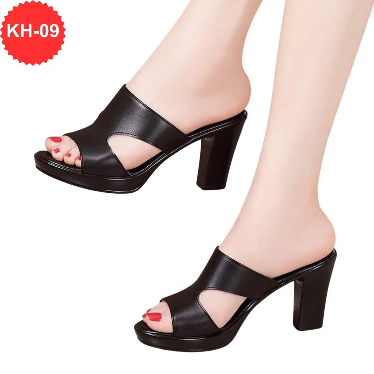 (Mã KH-09) Dép nữ CAO CẤP mẫu chữ H khuyết eo đế vuông cao 5,7,8cm chắc chắn, thời trang guốc sang chảnh
