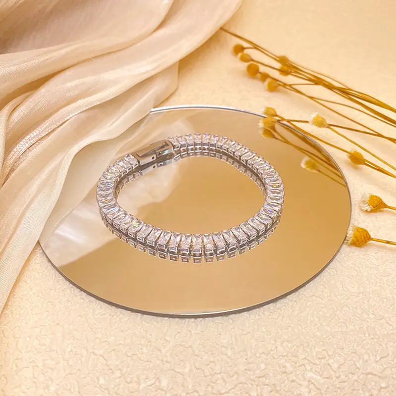 Lắc tay nam nữ đính đá zircon thời trang, Vòng tay tennis tinh tế, sang trọng, nhẹ nhàng 3