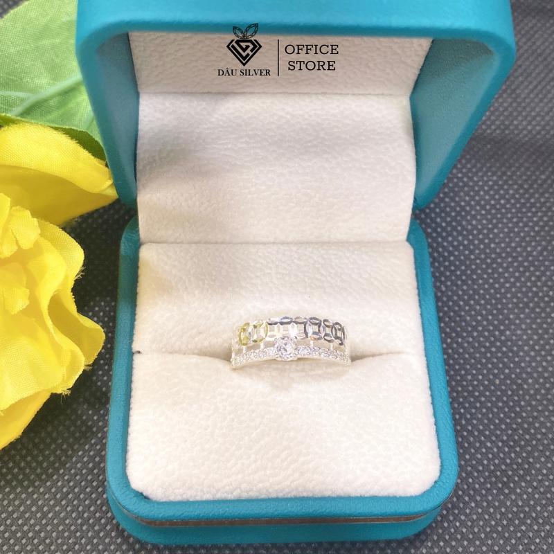 Nhẫn bạc nữ 925, Nhẫn Kim Tiền Đôi Trang Sức Cao Cấp Dâu Tây Silver