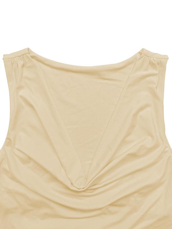 Women's Plain Cowl Neck Tank Top, Casual Sleeveless Cropped Top for Summer, Ladies Clothes for Daily Wear 6