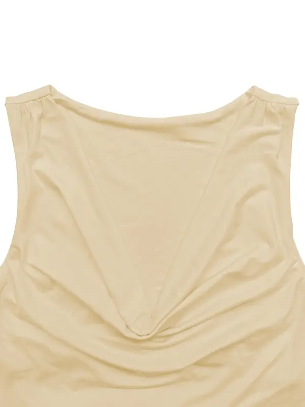 Women's Plain Cowl Neck Tank Top, Casual Sleeveless Cropped Top for Summer, Ladies Clothes for Daily Wear 6
