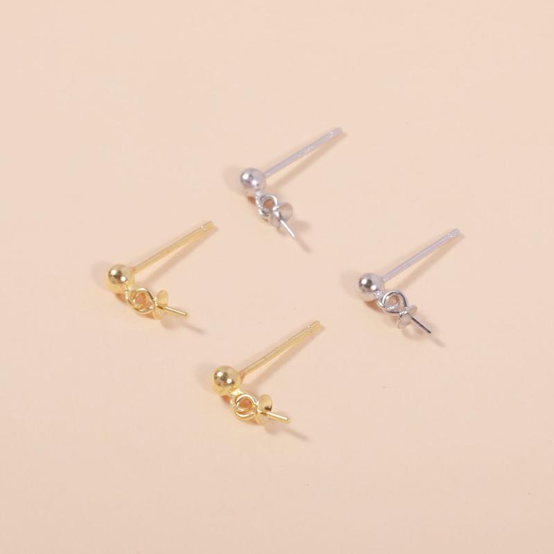 Product Introduction of DIY Accessories S925 Sterling Silver Simple Versatile Pearl Earrings Studs Earring Settings Classic Earrings Silver Settings Semi-Finished Products 4