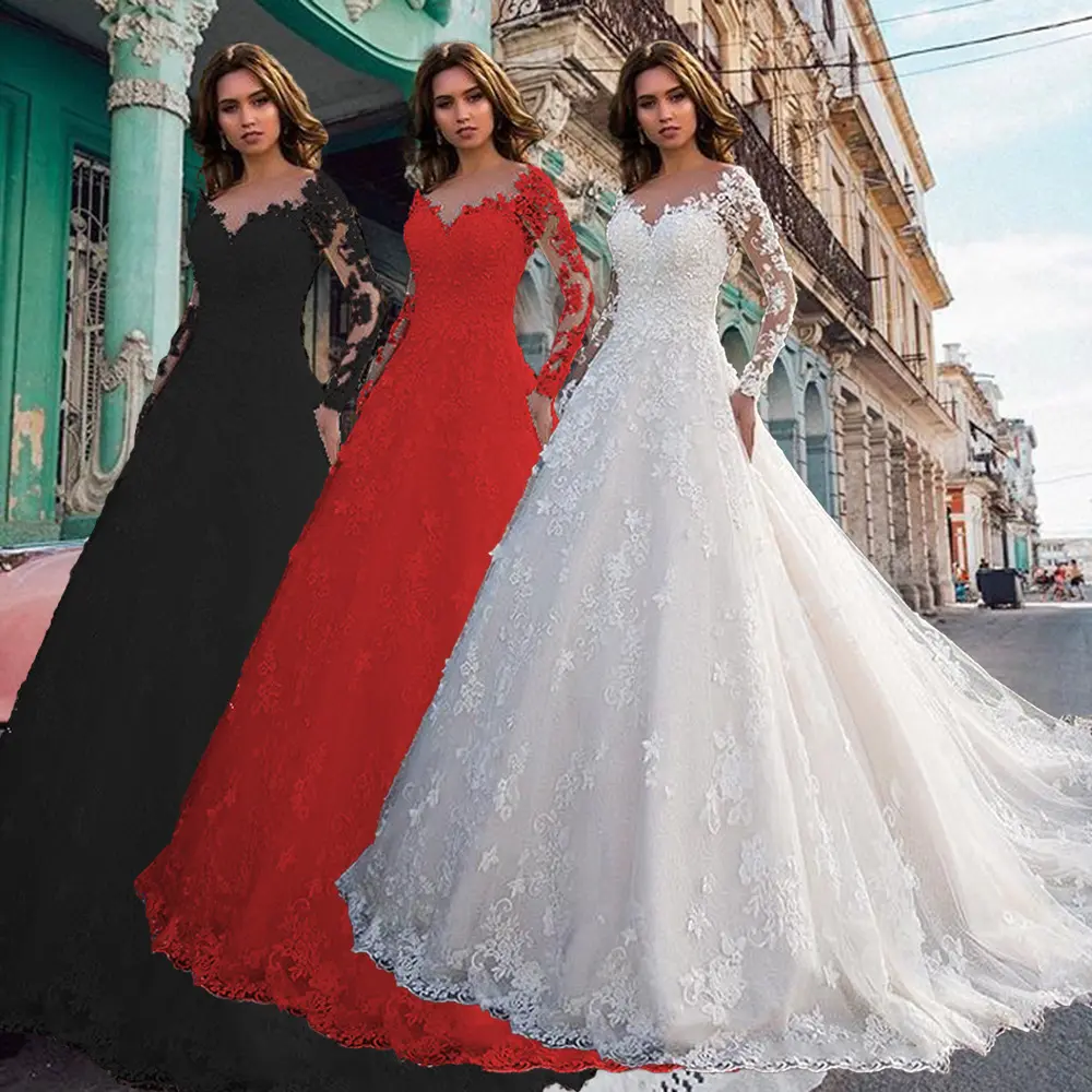 2025 spring new long sleeve off-shoulder bridal wedding dress formal dress