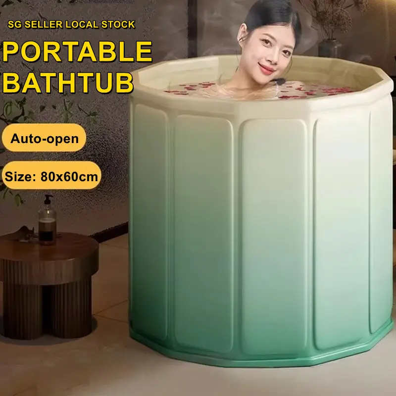 Portable Foldable Bathtub Hot Tub Adult Indoor Room Bath Tub 80x60cm