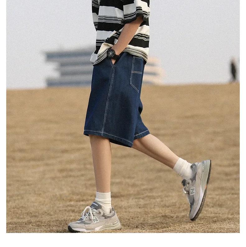Product Introduction of American Style Vintage Denim Shorts Men's Loose Fit Straight Leg Casual Pants Trendy Brand Japanese Style City Boy 22