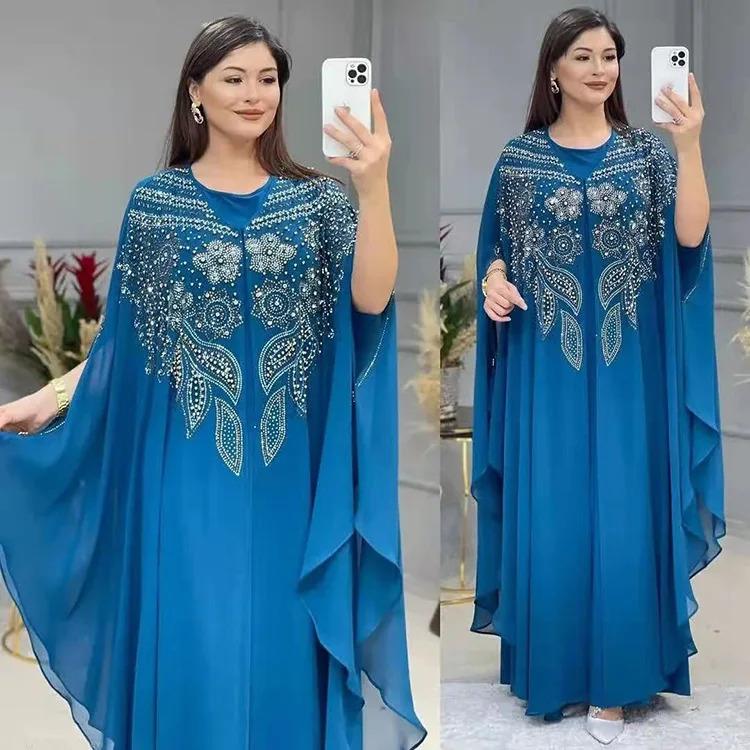 Product Introduction of 2024 Abayas for Women Dubai Luxury Chiffon Boubou Muslim Fashion Dress Caftan Wedding Party Occasions Long Abaya With Inner 4