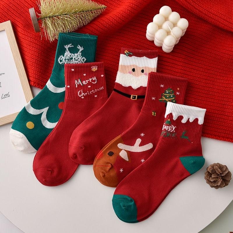 Combo 10 đôi tất noel cổ cao Phong Cách Giáng Sinh Ông Gìa Noel 3