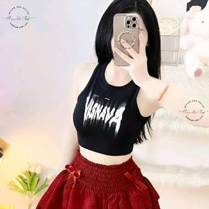 Áo Thun 3 Lỗ Croptop Dáng Ngắn Thun Borip Form Ôm Body In Chữ Vanava, Nữ Women Cổ Tròn