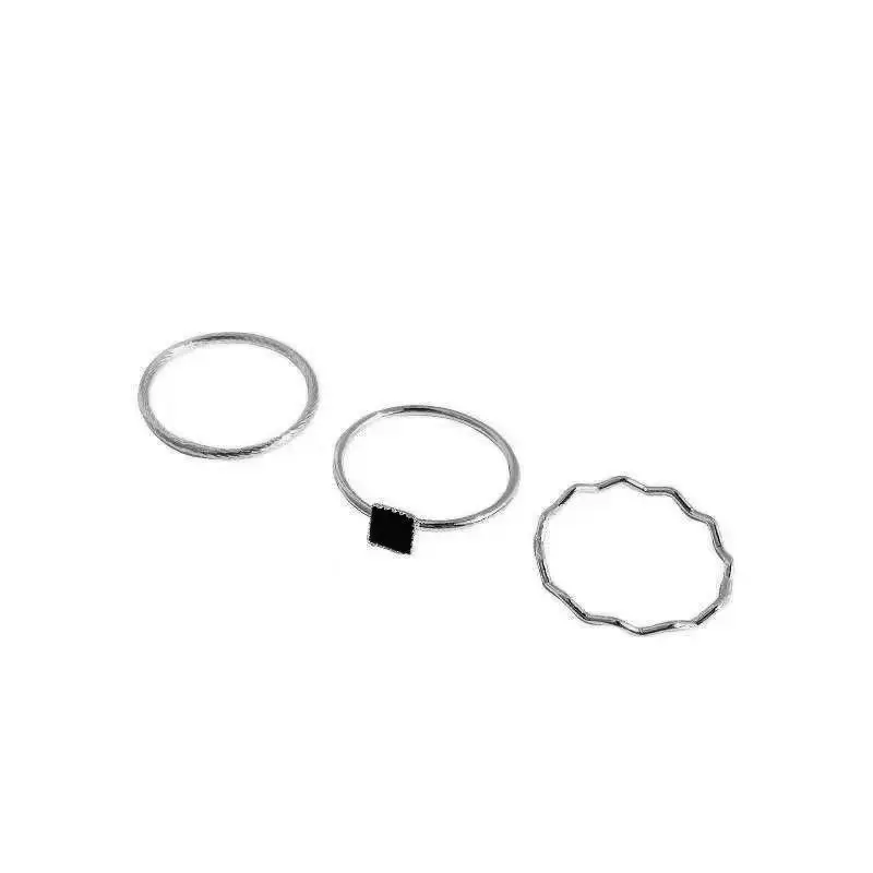 Cincin 1Set 3Pcs Motif Simple Elegant Perak Rings 1160 3
