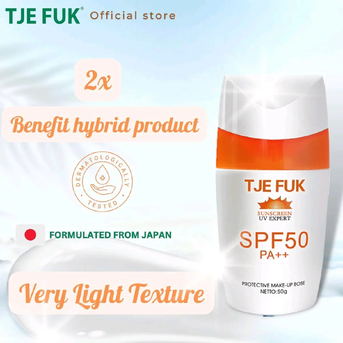 TJE FUK Sunscreen UV Expert SPF 50 PA++ -  Sunblock Wajah Perawatan Proteksi Sinar Matahari UVA dan UVB Tekstur Ringan Cair Bisa untuk Kulit Berminyak