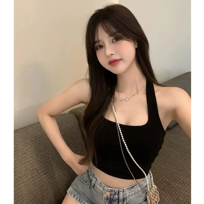 Áo Croptop Nữ Kiểu Yếm Hở Lưng Bigsize Cô Nhỏ Choàng Cổ Ôm Body Dễ Thương Vải Thun Gân Co Giãn G5 2