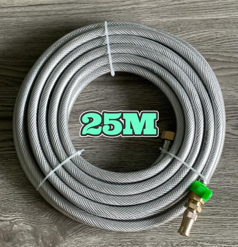 Bộ dây xám  25m xịt rửa xe , tưới cây, phi 14mm đầu cấp nước gắn tán đồng thau ren trong 21, + đầu vòi chất liệu đồng thau Vietnam Thông minh voi phun dây tưới cây sân vườn p3 tuoi voi tuoi voi tuoi