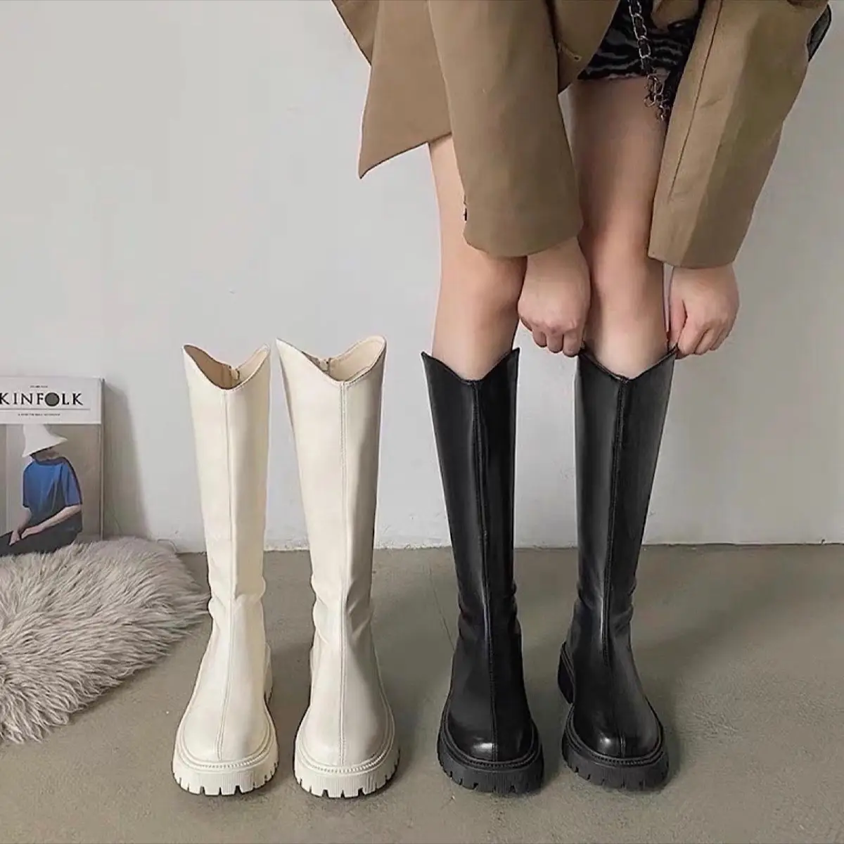 giày bốt 4 phân cổ V CHẤT DA MỀM mã 619 Shoes Nữ Shoes Nữ Boot