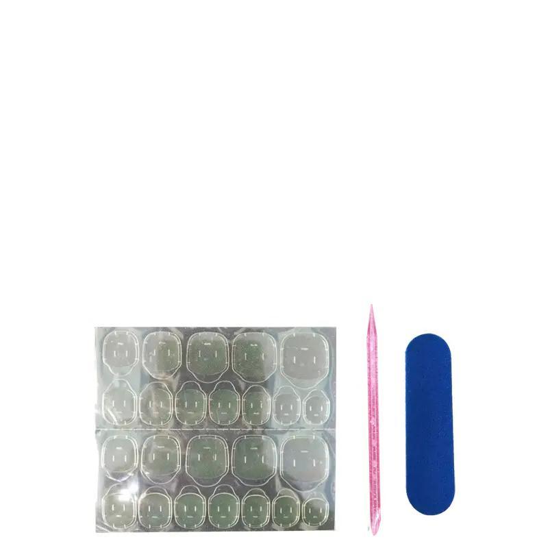Rhinestone Decor Fake Nails with 1 Nail File & 1 Sticker Sheet & 1 Stick, 10pcs Long Square False Nails for Women & Girls DIY Nail Art, Glossy Press on Nails Set 8