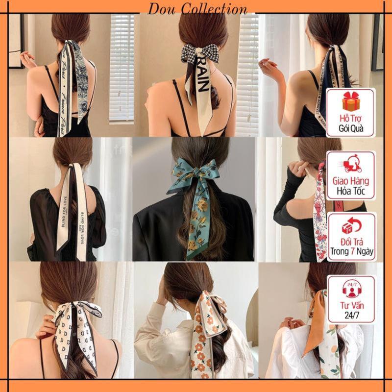  Khăn turban lụa cột tóc cao cấp quấn túi xách quàng cổ họa tiết vintage phong cách hàn quốc nhiều màu - Mã TD006 